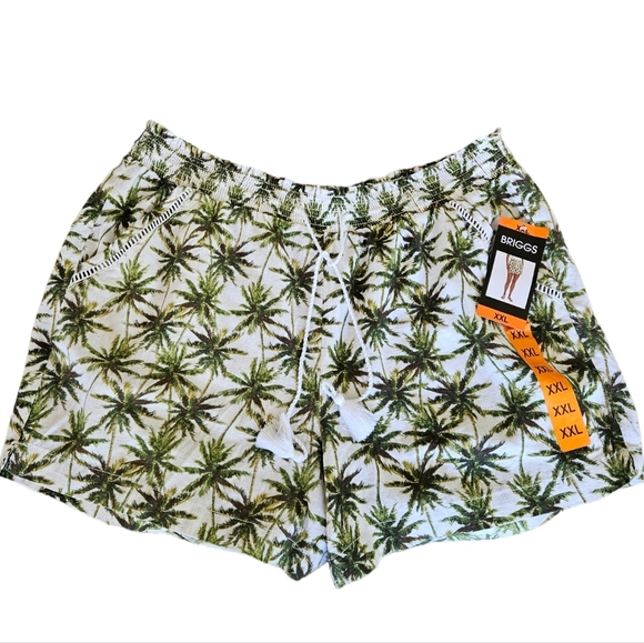 Briggs Green Palm Tree Linen Shorts NEW Womens - Picture 1 of 6